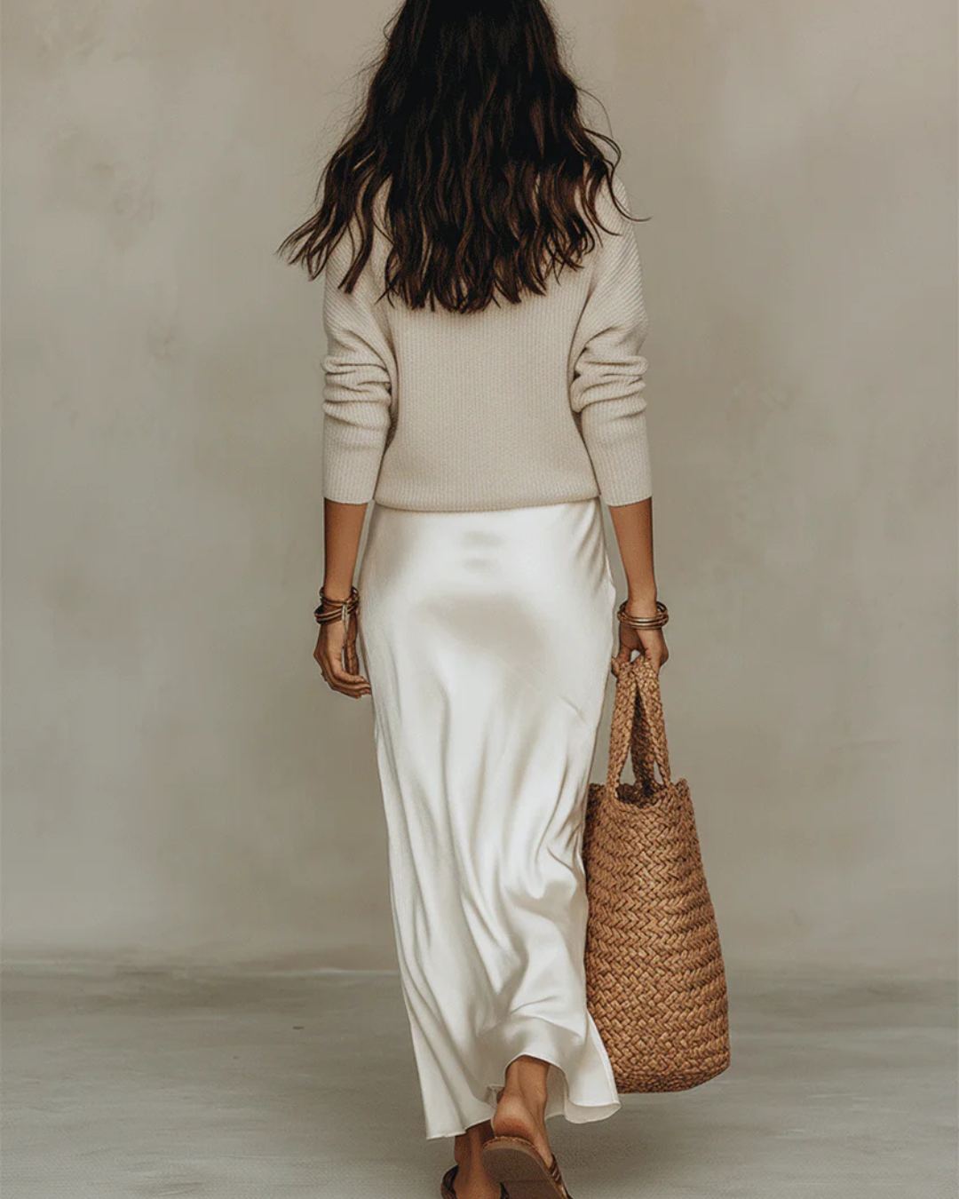 Elana | Midi Satin Dress with Included Sweater